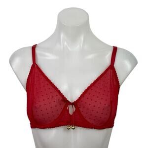 Victoria's Secret Very Sexy Jingle Bells Red Unlined Underwire Demi Bra Size 36C